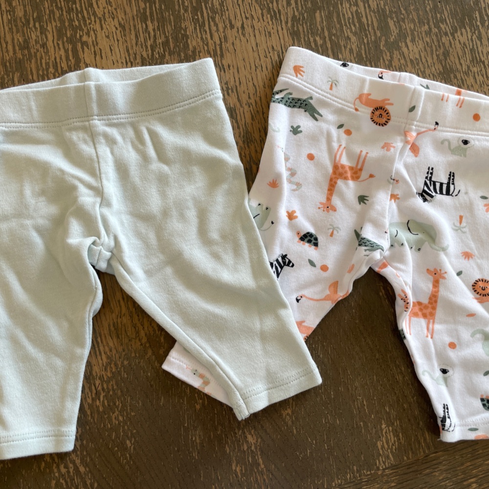 Nordstrom Baby 2-Pack Cotton Leggings 3M – Safari Print & Cream